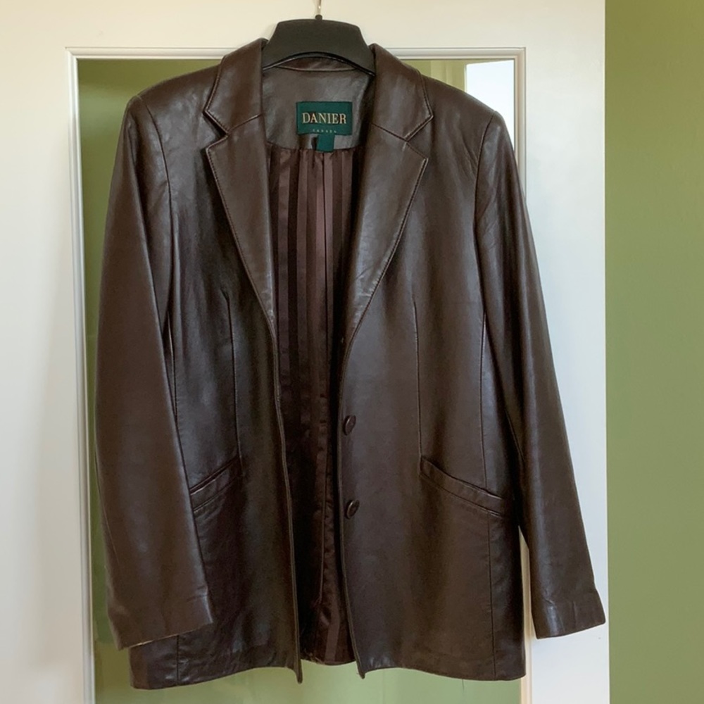 Danier leather jacket. Dark Brown.